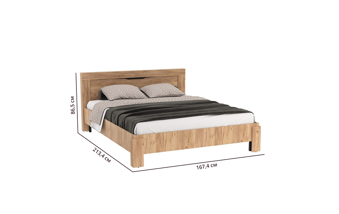 Кровать двуспальная 90.08 Флорида (ш.1600) дуб золотой/венге